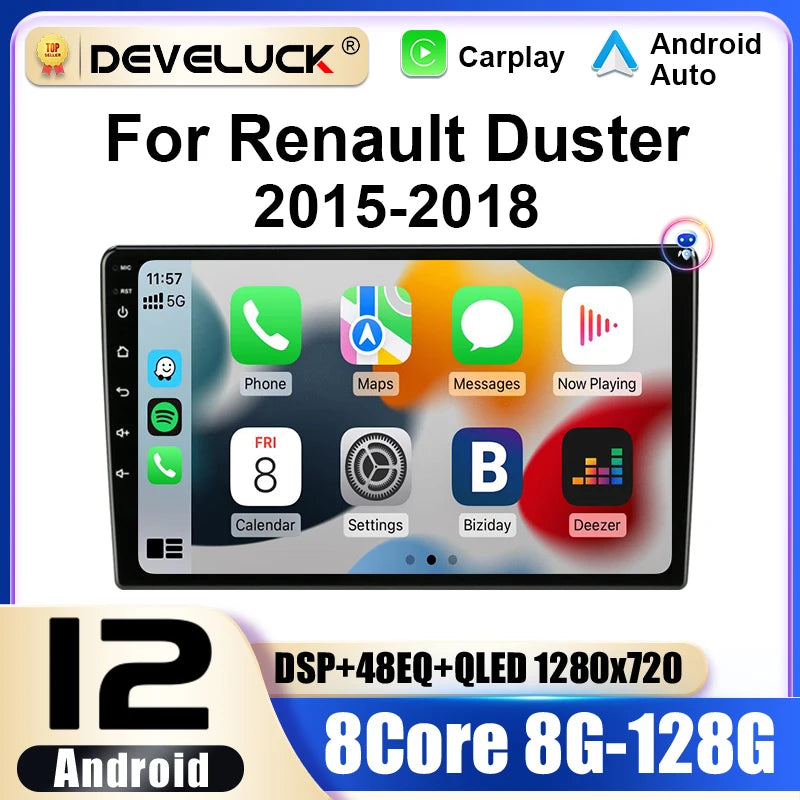Autorádio pre Renault Duster 9-palcové Double-DIN Android 12 GPS CarPlay Android Auto