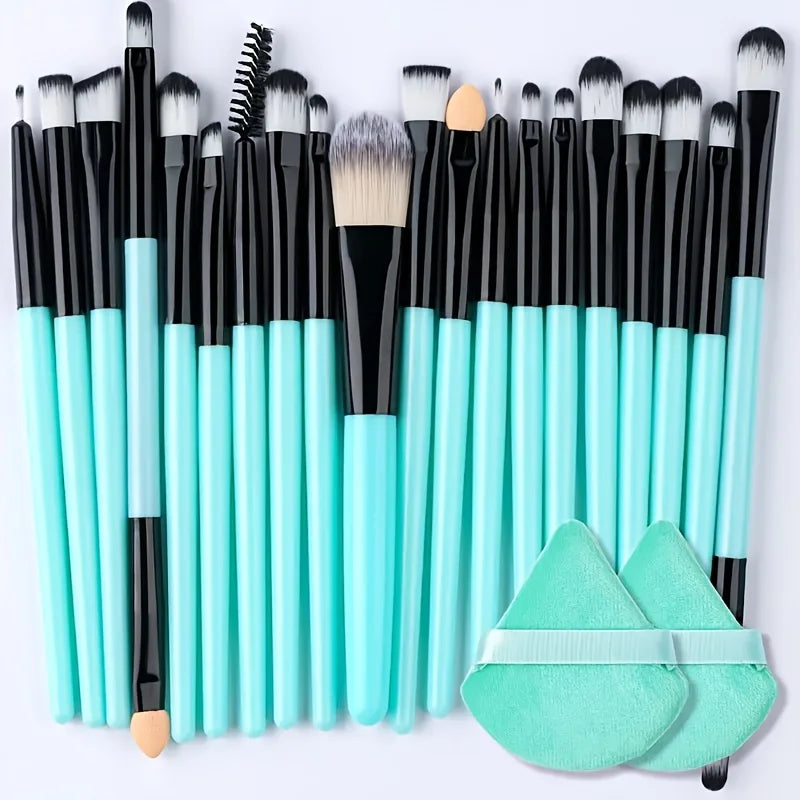 Portable 8/22/34Pcs Makeup Brush Set - Soft, Versatile Beauty Tool Kit Green-22
