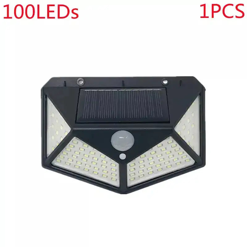 Outdoor 100 LED Solar Light Motion Sensor Waterproof Sunlight Garden Decoration Street Lights Solar Powered Lantern Wall Lamp Black 100LED 1Pcs