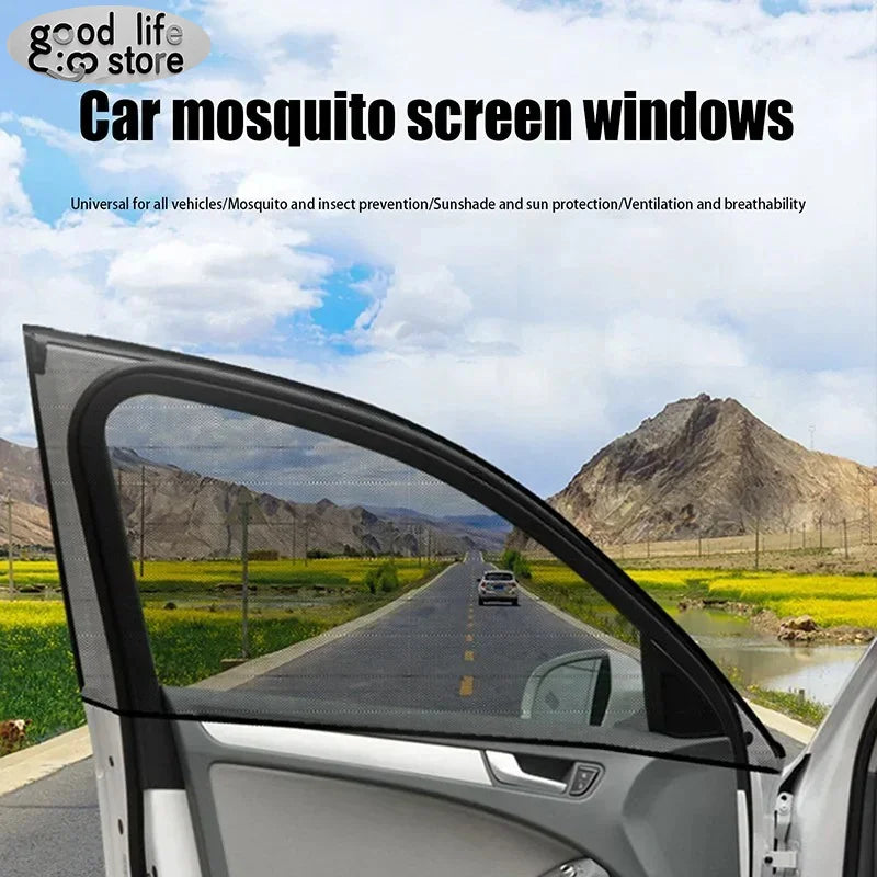 Car Window Net 4pcs &ndash; Insect-Proof Sunshade &amp; Ventilation Screen