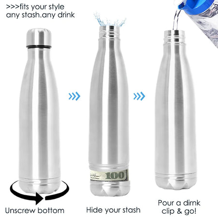 Secret Hidden Safe Water Bottle &ndash; Diversion Stash For Cash