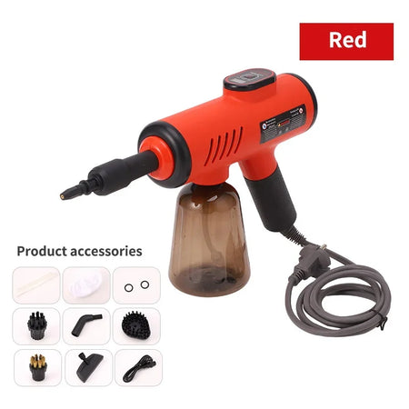 High-Pressure Handheld Steam Cleaner - 1200W Sterilization for Home and Kitchen Red / 220 V