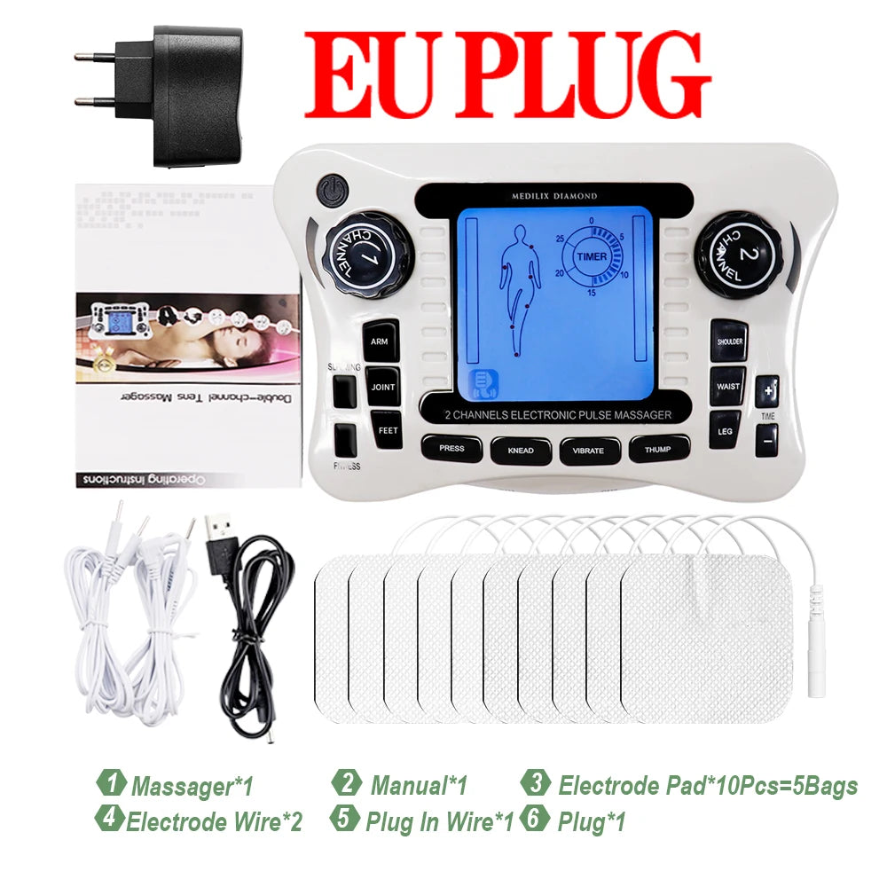 12-Mode EMS Muscle Stimulator and Pain Relief TENS Machine EU Plug