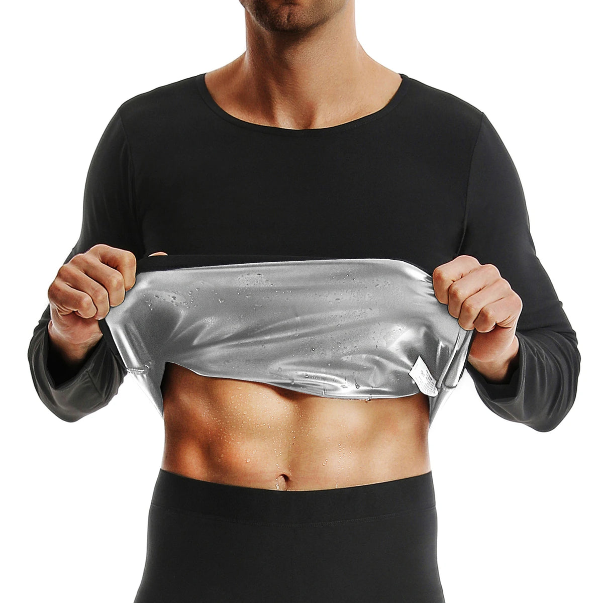 1Pc Sauna Shirt For Men Sleeve Body Shaper Top &ndash; Ultra Slim black / XL