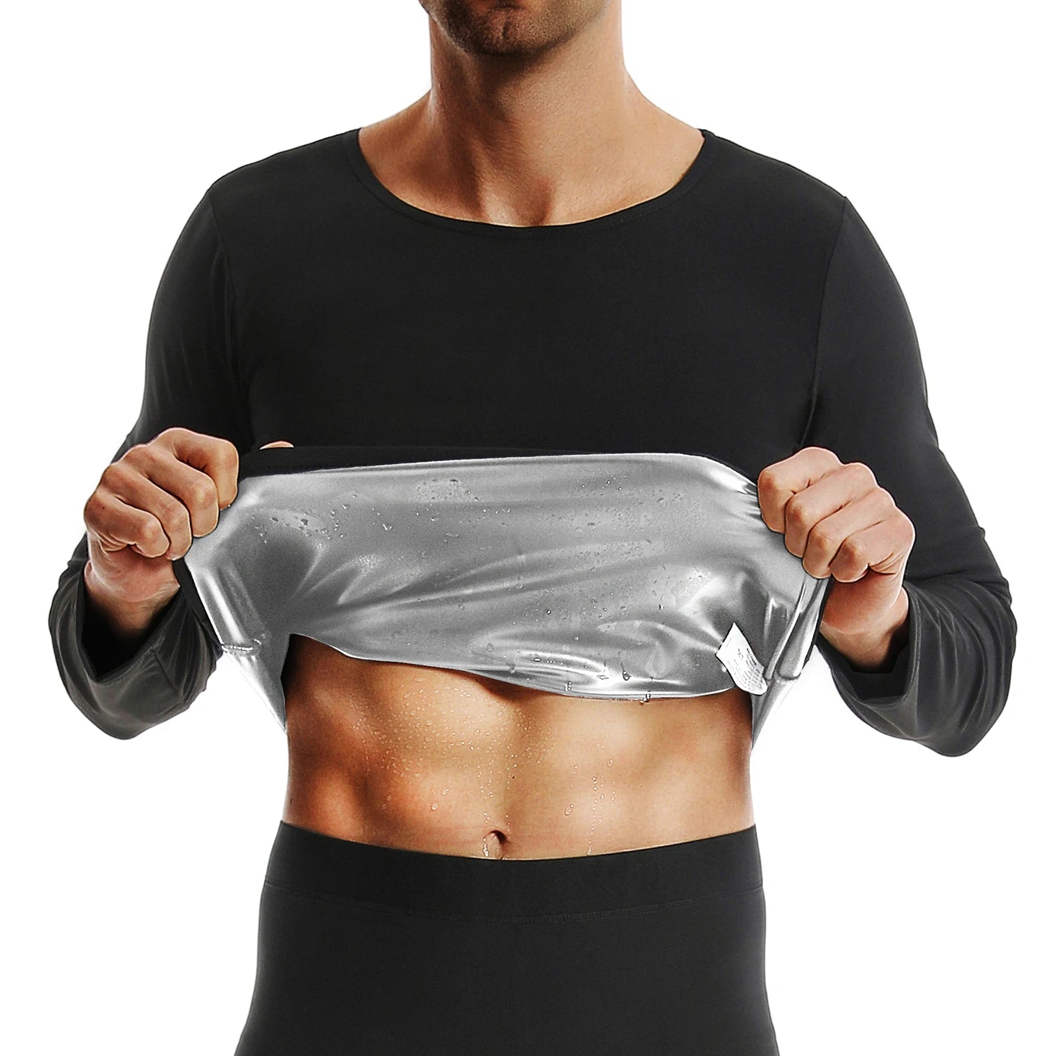 1Pc Sauna Shirt For Men Sleeve Body Shaper Top &ndash; Ultra Slim black / XL