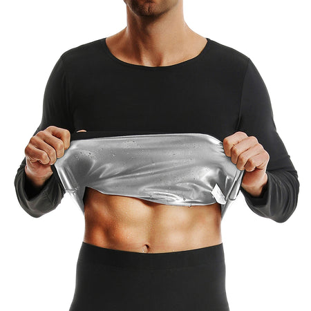 1Pc Sauna Shirt For Men Sleeve Body Shaper Top &ndash; Ultra Slim black / XL
