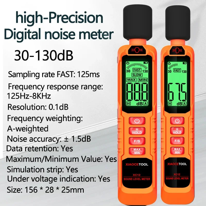 Digital Handheld Sound Level Meter XC12 &ndash; Accurate Noise Measurement 30 to 130dB