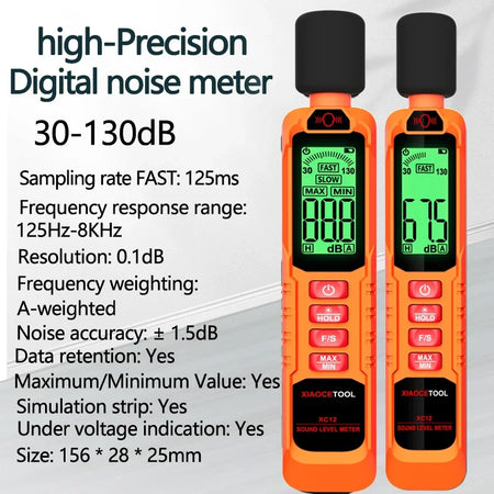 Digital Handheld Sound Level Meter XC12 &ndash; Accurate Noise Measurement 30 to 130dB