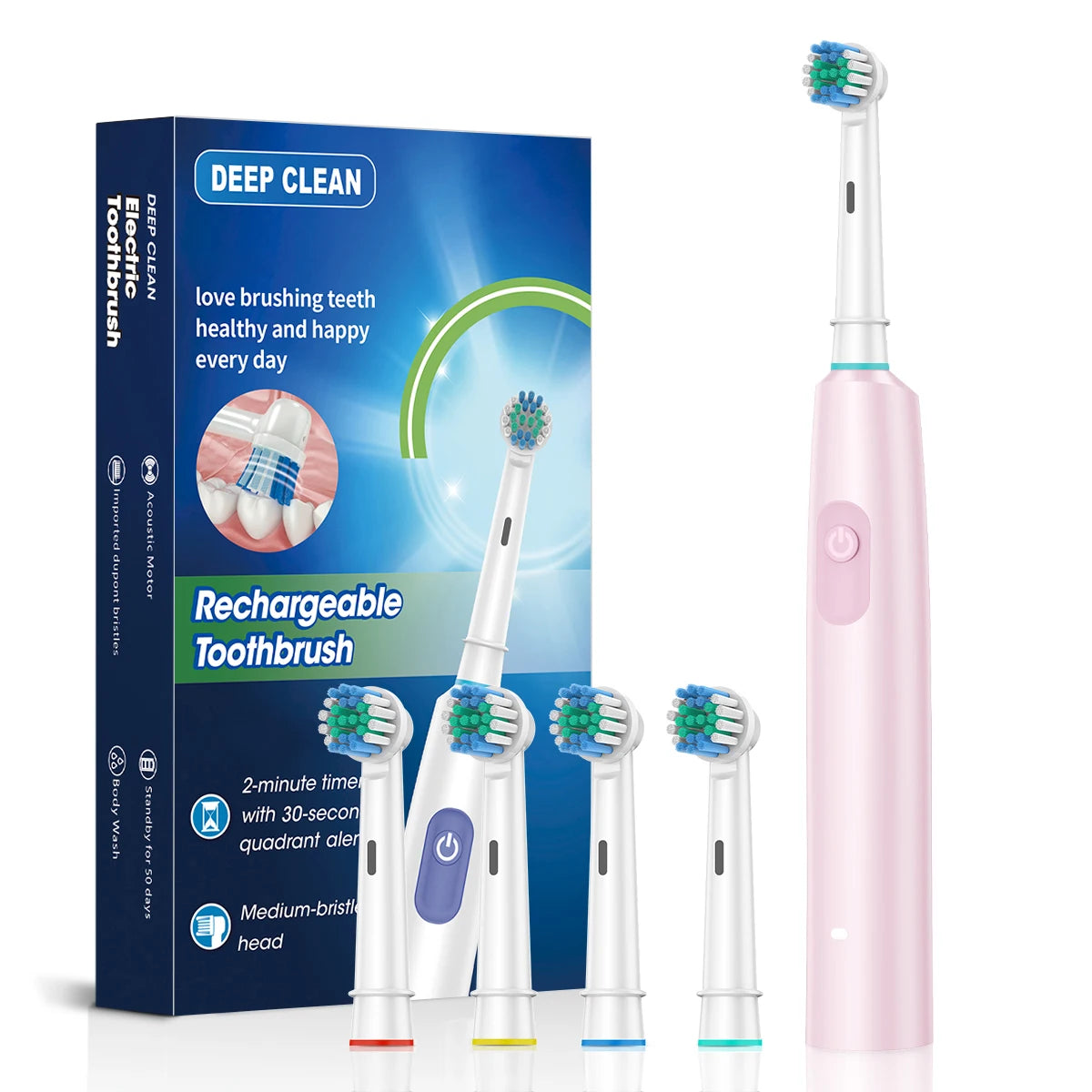 GeZhou 2025 Rotating Electric Toothbrush &ndash; 6 Cleaning Modes for Superior Oral Care 2002pink 4 / CHINA