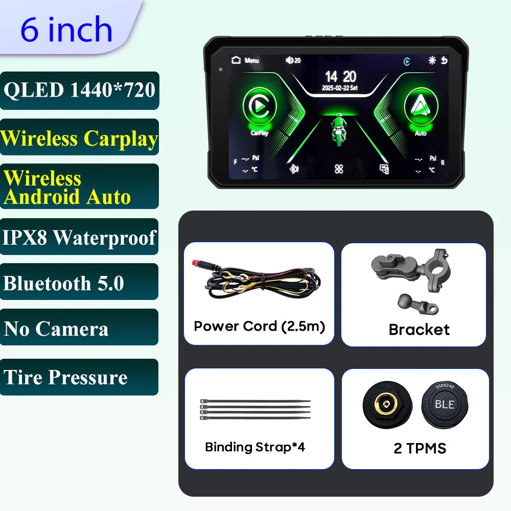 5 Inch Motorcycle Navigation GPS &ndash; IPX7 Waterproof with HD Recording 6in Screen-TPMS