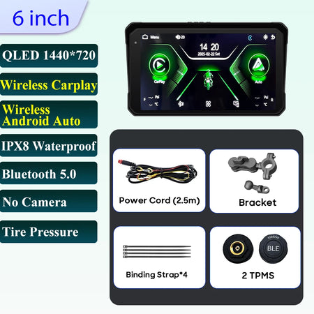 5 Inch Motorcycle Navigation GPS &ndash; IPX7 Waterproof with HD Recording 6in Screen-TPMS