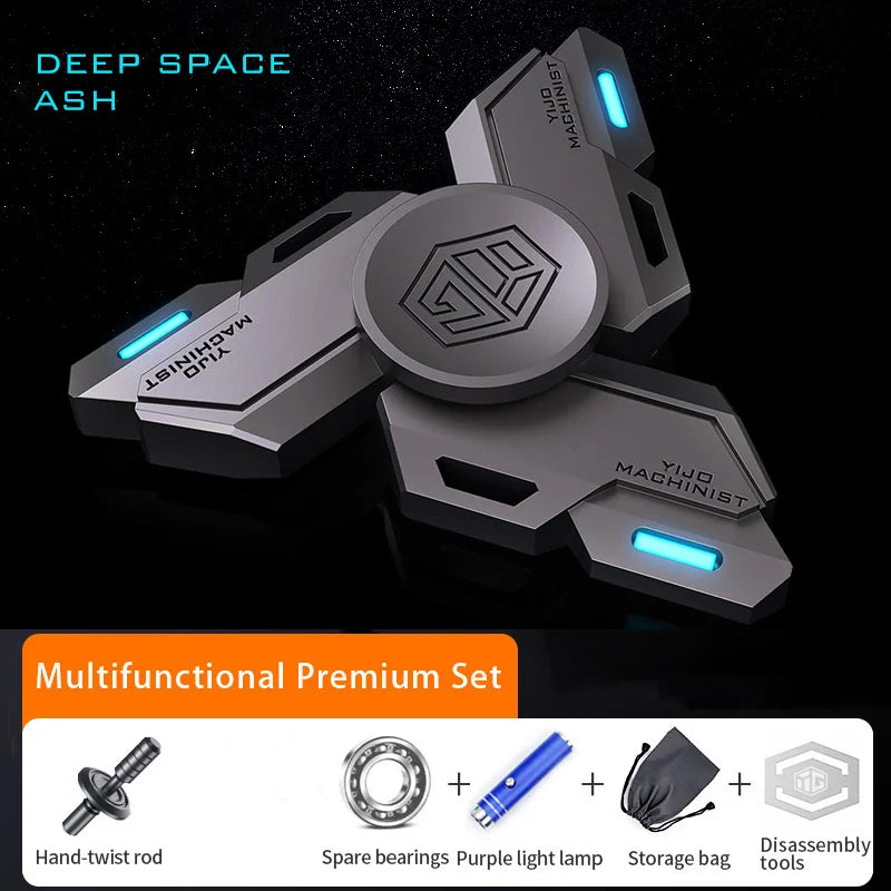 YIJOO Luminous Metal Alloy Fidget Spinner &ndash; Stress Relief Spinning Top for All Ages Grey Premium Set