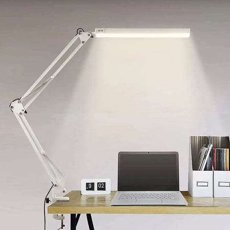 LED Desk Lamp With Clamp USB Charging Port Dimmable 3 Modes