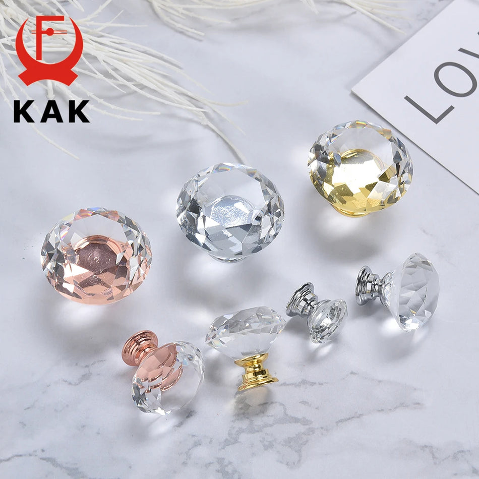 KAK 10 шт. Кристальные Алмазные Ручки для Шкафа 30 мм Золотые Тянущие