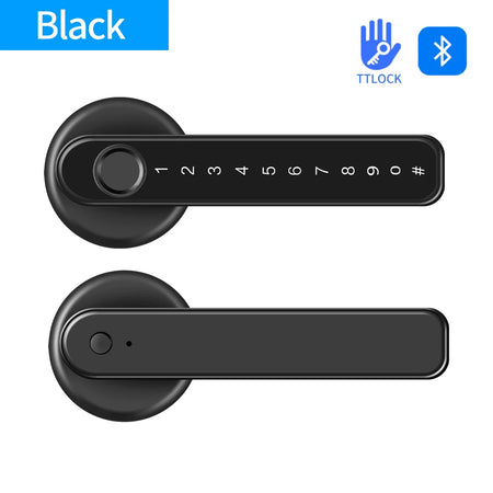 Tuya TTLOCK App Round Door Knob &ndash; Bluetooth App Control Q49-ttlock black