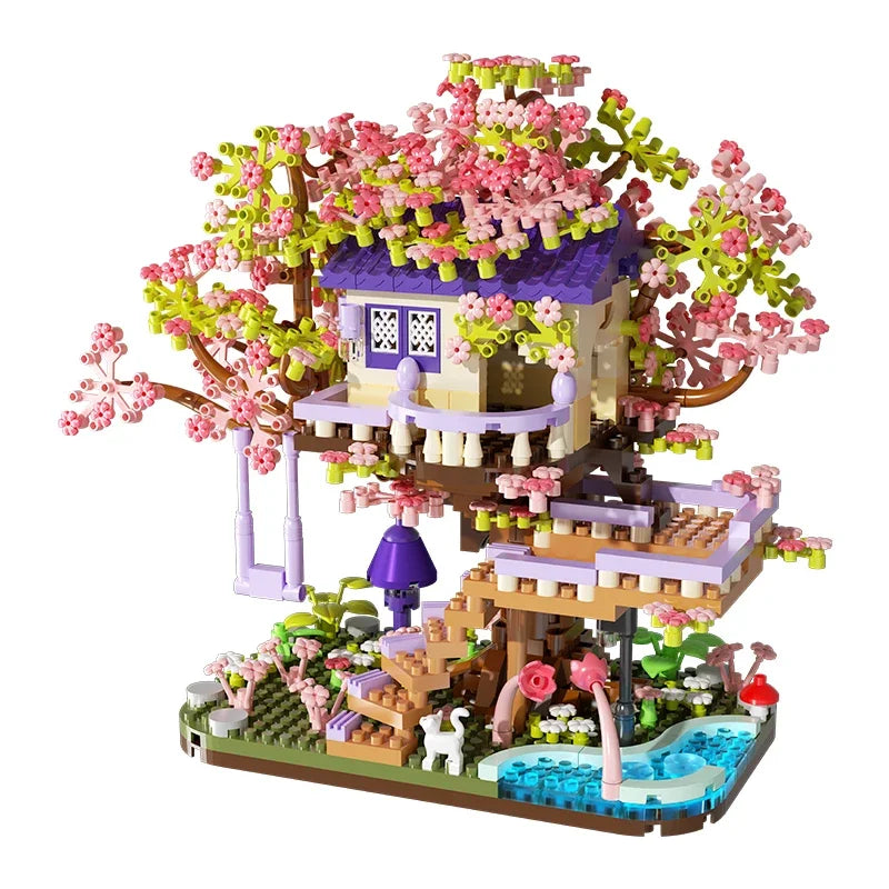 Flower Tree House Building Block &ndash; Creative DIY Assembly Fun Model 1 NO light