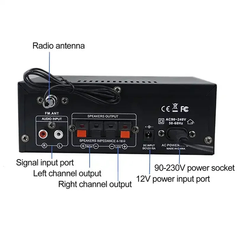 LEEDOAR AK45 80W Digital Hi-Fi Audio Amplifier with Bluetooth, FM, USB &amp; Mic Input