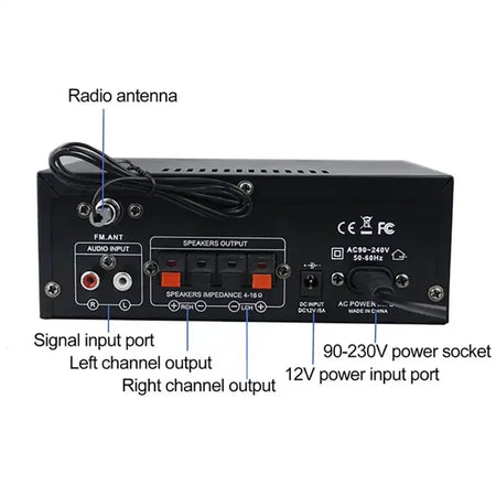 LEEDOAR AK45 80W Digital Hi-Fi Audio Amplifier with Bluetooth, FM, USB &amp; Mic Input