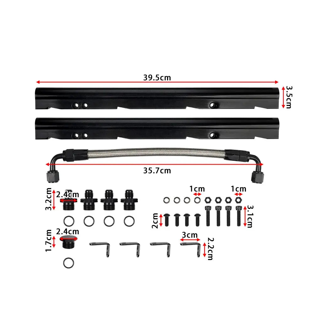 Black Billet Fuel Rail Kit For OE LS1 LS6 Intake Manifold 6AN + Hardware FPR-1045 by InterCyprus Trading Ltd