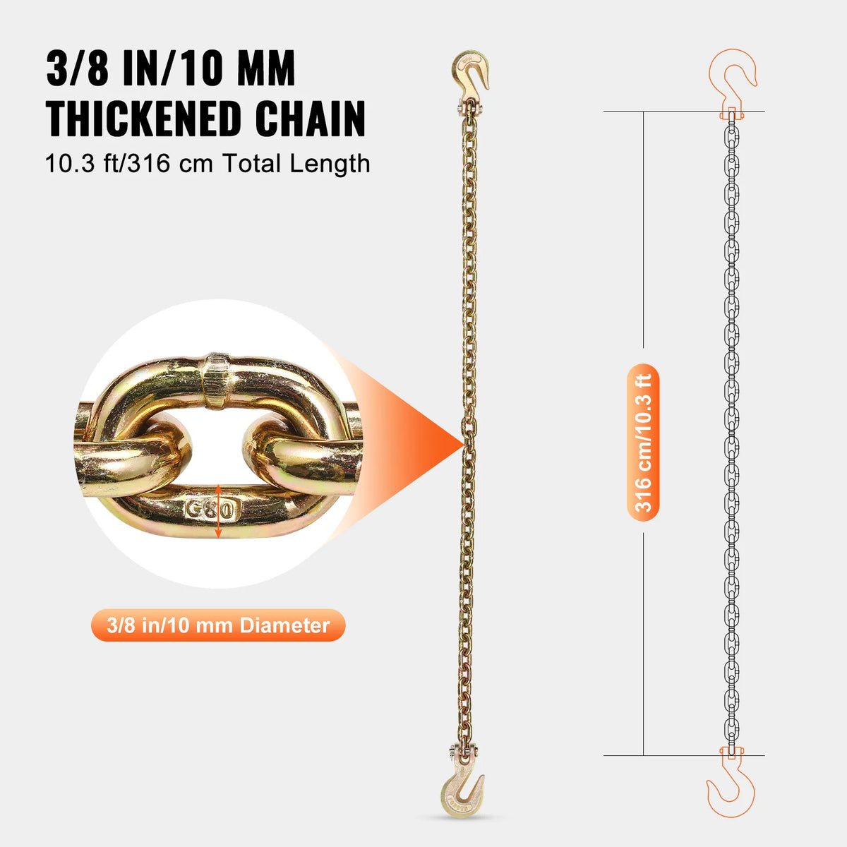 SucceBuy 2 Pack G80 Transport Binder Chain &ndash; Heavy Tow Chain