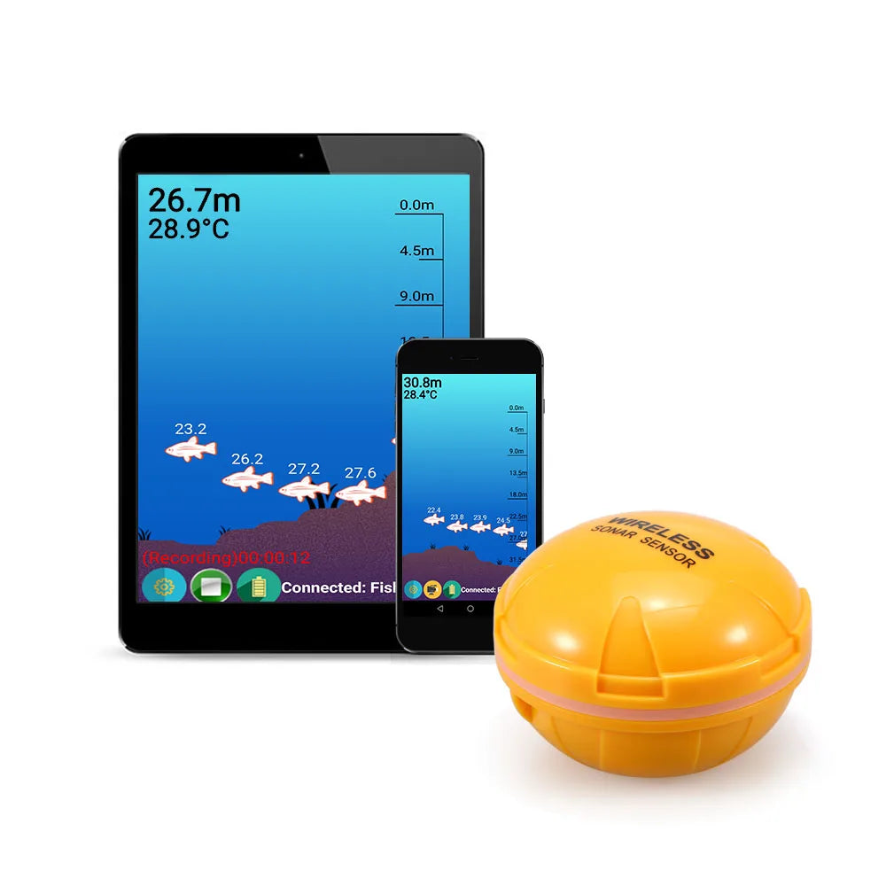 FindFish Wireless Fish Finder Sonar Sensor | Portable Echo Sounder for Fishing yellow