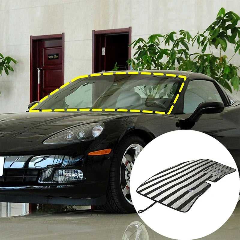 Osłona przeciwsłoneczna na przednią szybę UV Chevrolet Corvette C6 z folii aluminiowej