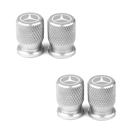 Mercedes Benz Tire Valve Caps &ndash; 4pcs Aluminum Airtight Covers for B/C/E/S Class, A Class, C200L, GLC, GLK, CLA, GLA Silver