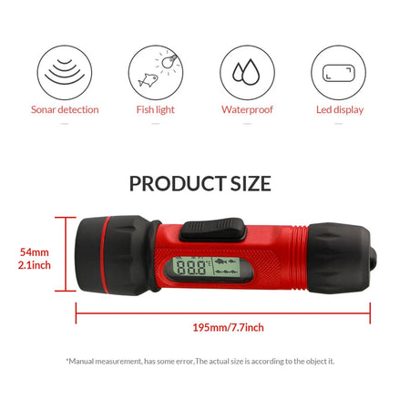 Wireless Handheld Fish Finder Sonar with LED Light, 0.8-90m Depth