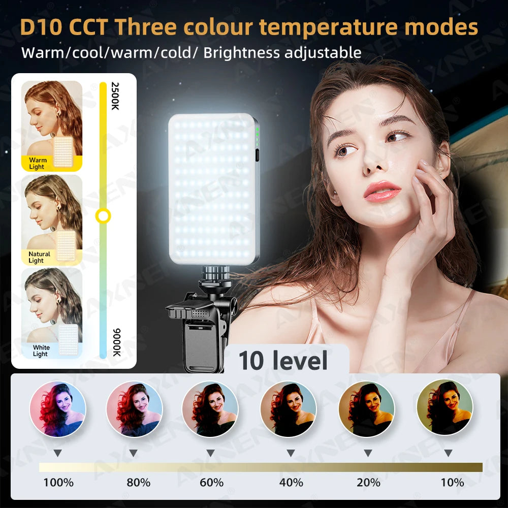 D10 LED Lights Selfie Fill Lamp &ndash; Adjustable Brightness with Three Color Modes