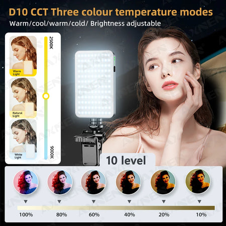 D10 LED Lights Selfie Fill Lamp &ndash; Adjustable Brightness with Three Color Modes
