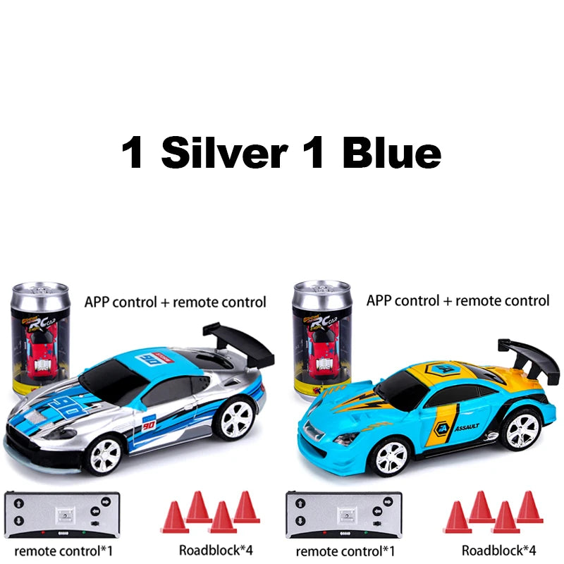 1/58 RC Car Mini Racing Car &ndash; 2.4G Speed Remote Control 1 Silver 1 Blue