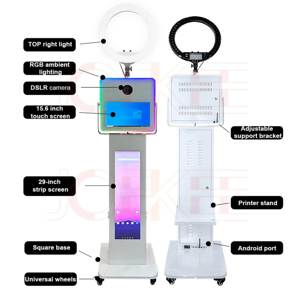Cabina fotografica DSLR con schermo touch da 15,6 pollici e display LCD da 29 pollici