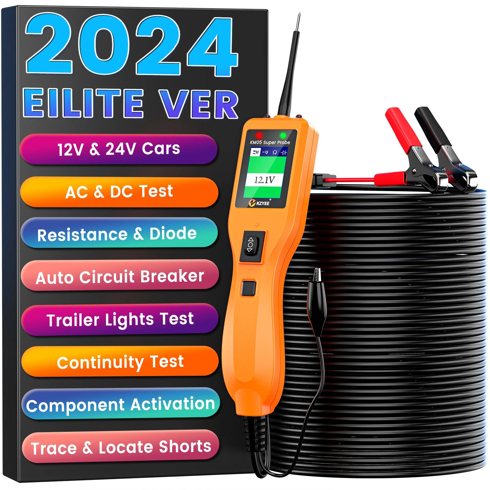 KZYEE KM05 Super Power Circuit Probe Tester 12V 24V Automotive Circuit ...