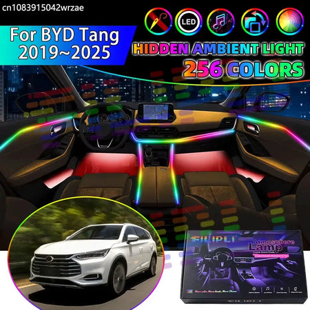 For BYD Tang 2019~2025 Tan EV Sealion 8 MK2 RGB Car Interior Ambient Lights Strips Breathing Lighting Kit App Control LED strips by InterCyprus Trading Ltd