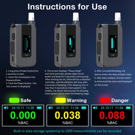 D1000 Digital Breath Tester &ndash; LCD Display USB Rechargeable