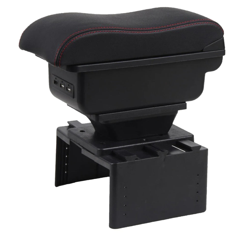 Universele armsteunbox voor auto met leren bekleding en ABS-kunststof opbergruimte