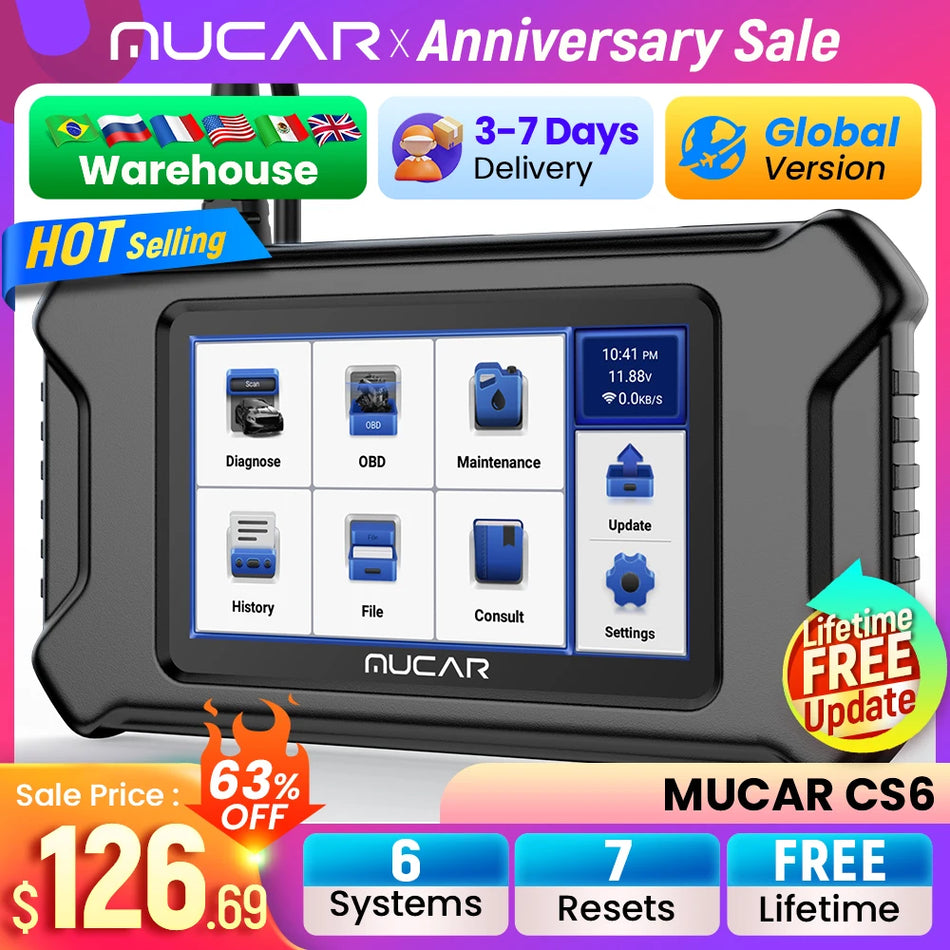 MUCAR CS6 CS5 OBD2 Scanner &ndash; Six System Diagnostics