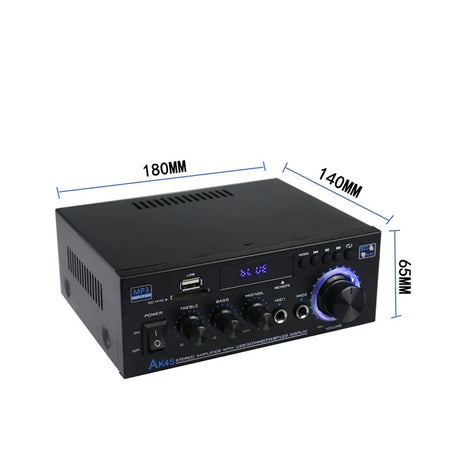 LEEDOAR AK45 80W Digital Hi-Fi Audio Amplifier with Bluetooth, FM, USB &amp; Mic Input