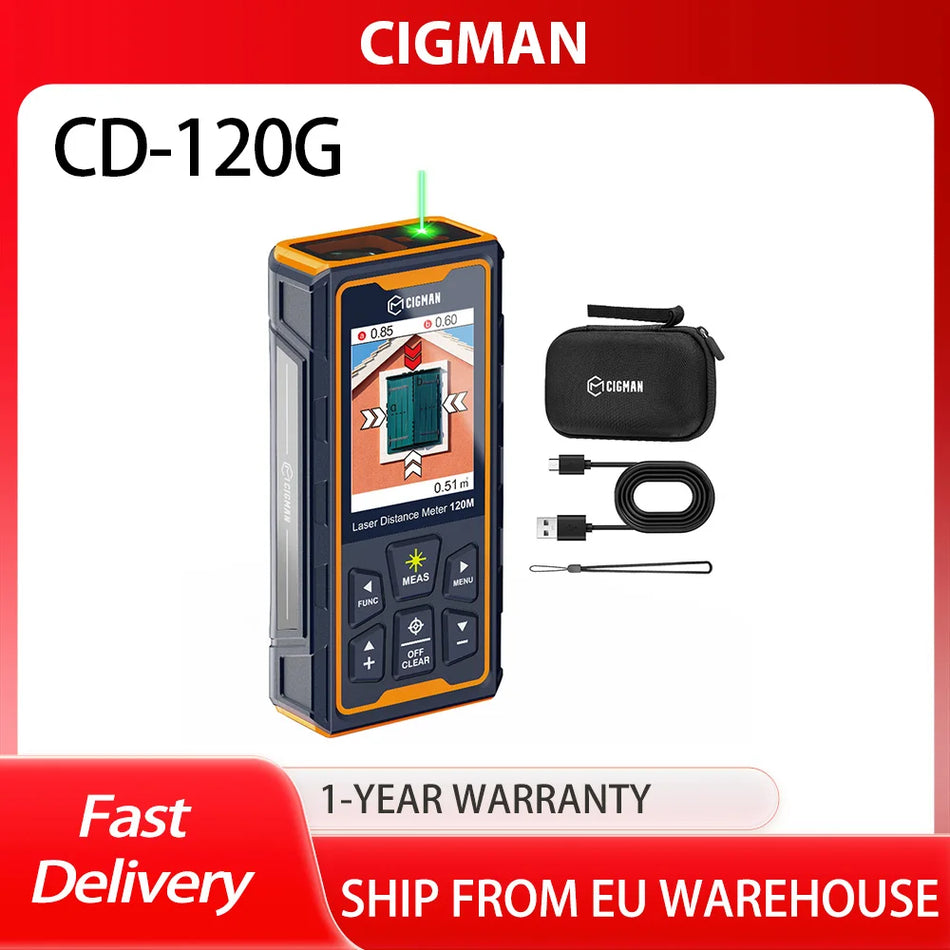 Cigman CD-120G Laser Measurement Tool With 4X Camera, P2P Tech, IP68, 2.4-Inch IPS Display
