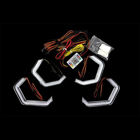 For BMW 3 Series E90 E91 2005-2012 M4 style LED Angel Eyes Kit Ring flashing RGB APP control Headlight Lamps with turn signal by InterCyprus Trading Ltd