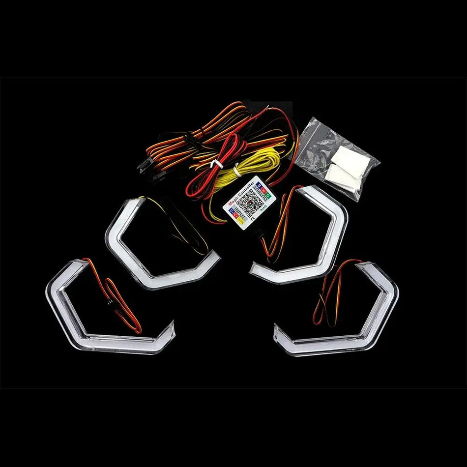 For BMW 3 Series E90 E91 2005-2012 M4 style LED Angel Eyes Kit Ring flashing RGB APP control Headlight Lamps with turn signal by InterCyprus Trading Ltd