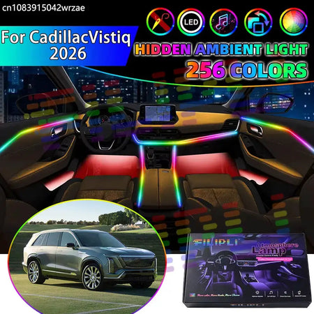 For Cadillac Vistiq 2026 RGB Car Interior Ambient Lights Strips Breathing Lighting Kit App Control LED strips Auto Accessories by InterCyprus Trading Ltd