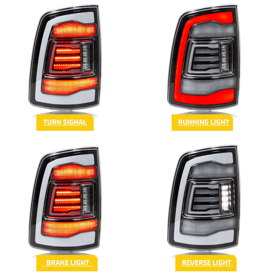 LED Tail Lights for Ram 1500 2500 3500 2008-2018 Clear Lens With Sequential Turn Signals