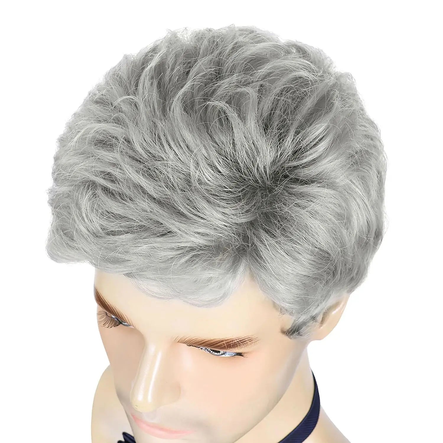 Short Silver Gray Synthetic Wig for Men - Heat Resistant Cosplay and Daily Use HY-1020-89 / 1pc / 6inches