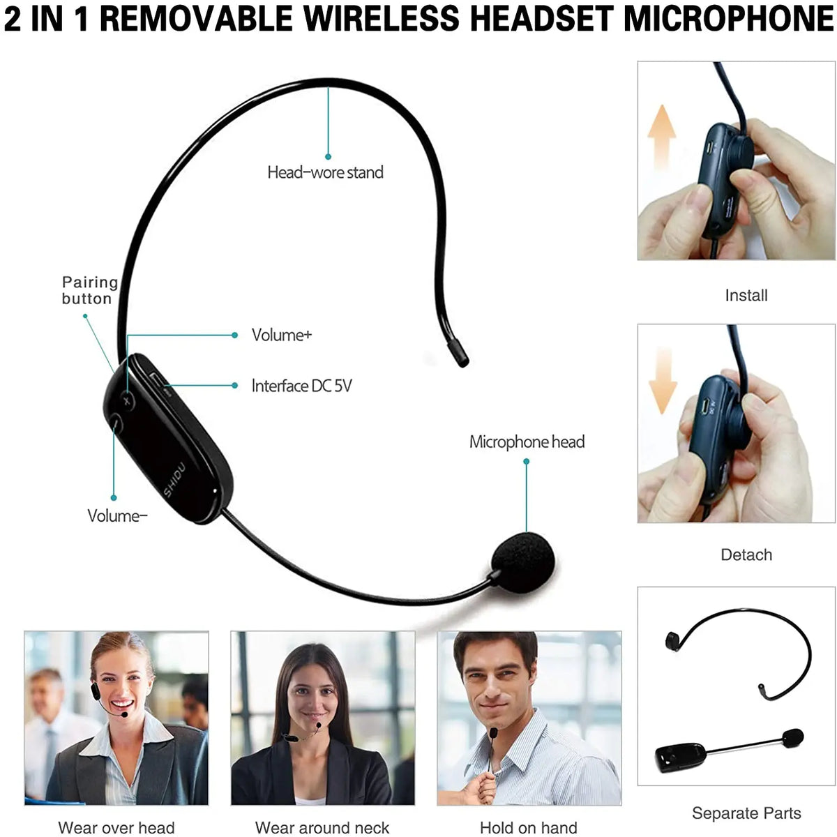 SHIDU M800 - 18W Portable Bluetooth Voice Amplifier