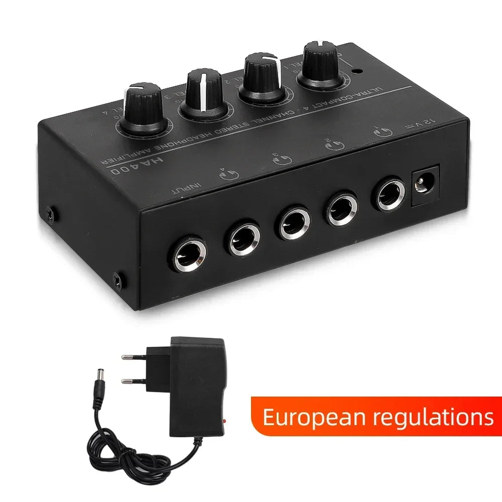 HA400 Headphone Amplifier &ndash; Ultra Compact 4 Channel BK EU Plug