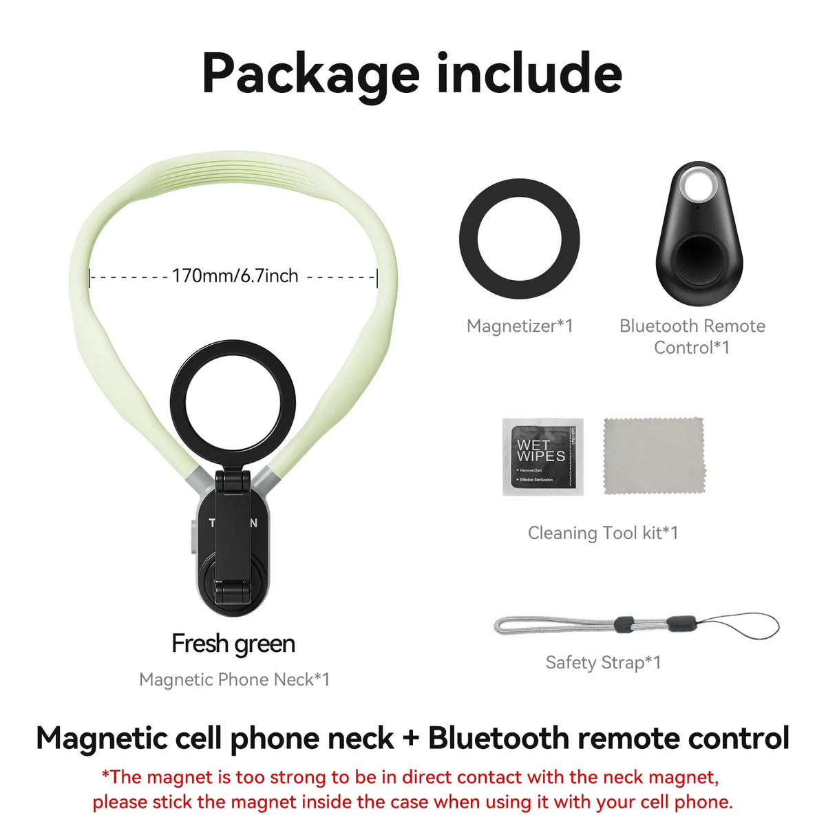 TELESIN Silicone Magnetic Quick Release Neck Mount &ndash; Secure Green remote set