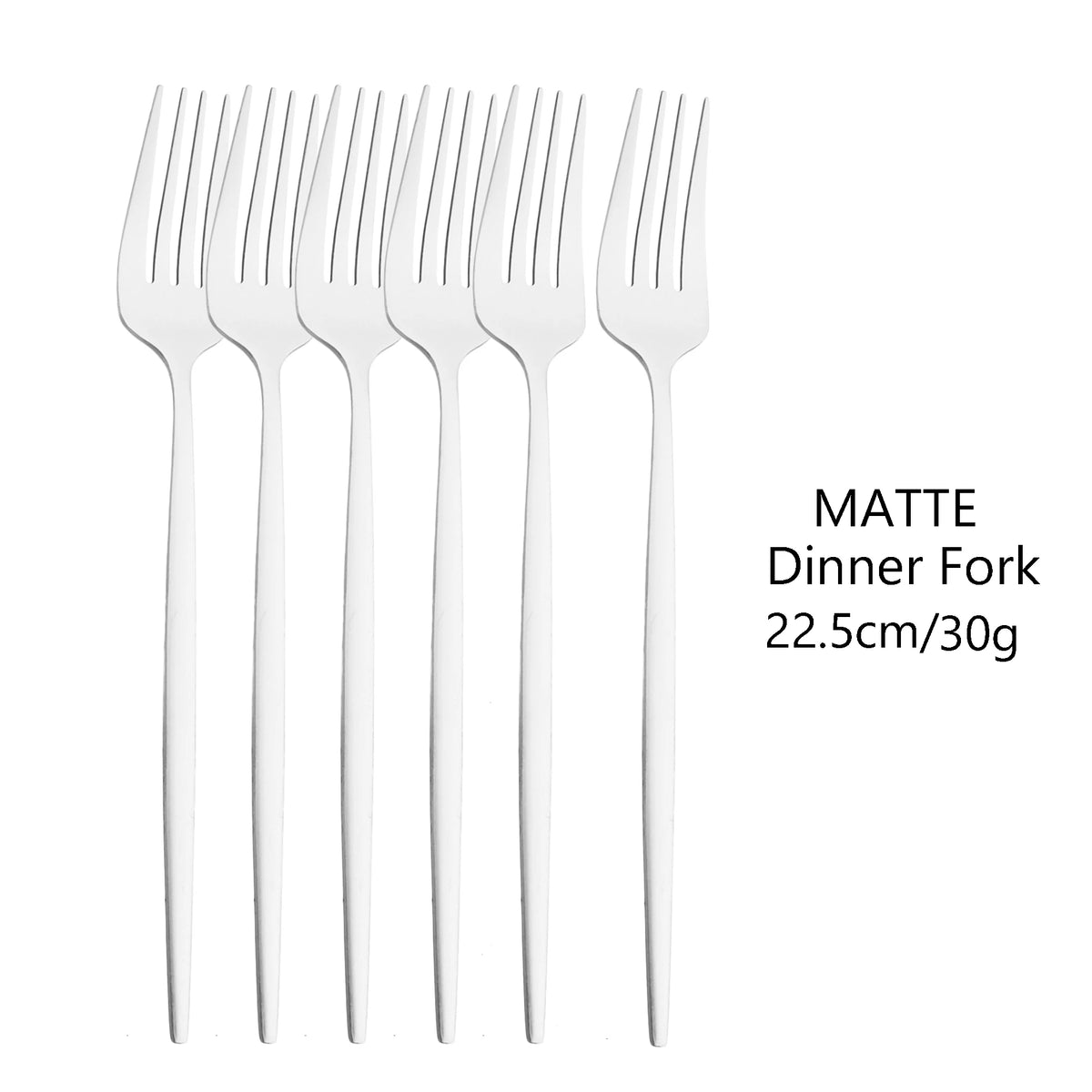 KNGZI 6Pcs Matte Stainless Steel Dinner Fork Set &ndash; Eco-Friendly Design Silver
