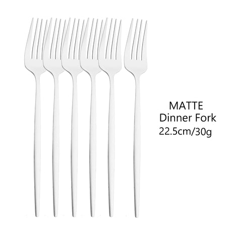 KNGZI 6Pcs Matte Stainless Steel Dinner Fork Set &ndash; Eco-Friendly Design Silver