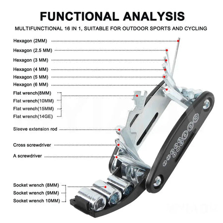 16 in 1 Multi Functional Portable Screw Tool Set Motorcycle for Bike Bicycle Maintenance Hexagon Wrench Set For BMW For YAMAHA by InterCyprus Trading Ltd